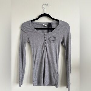 Harley-Davidson Women's Gray Long Sleeve Top